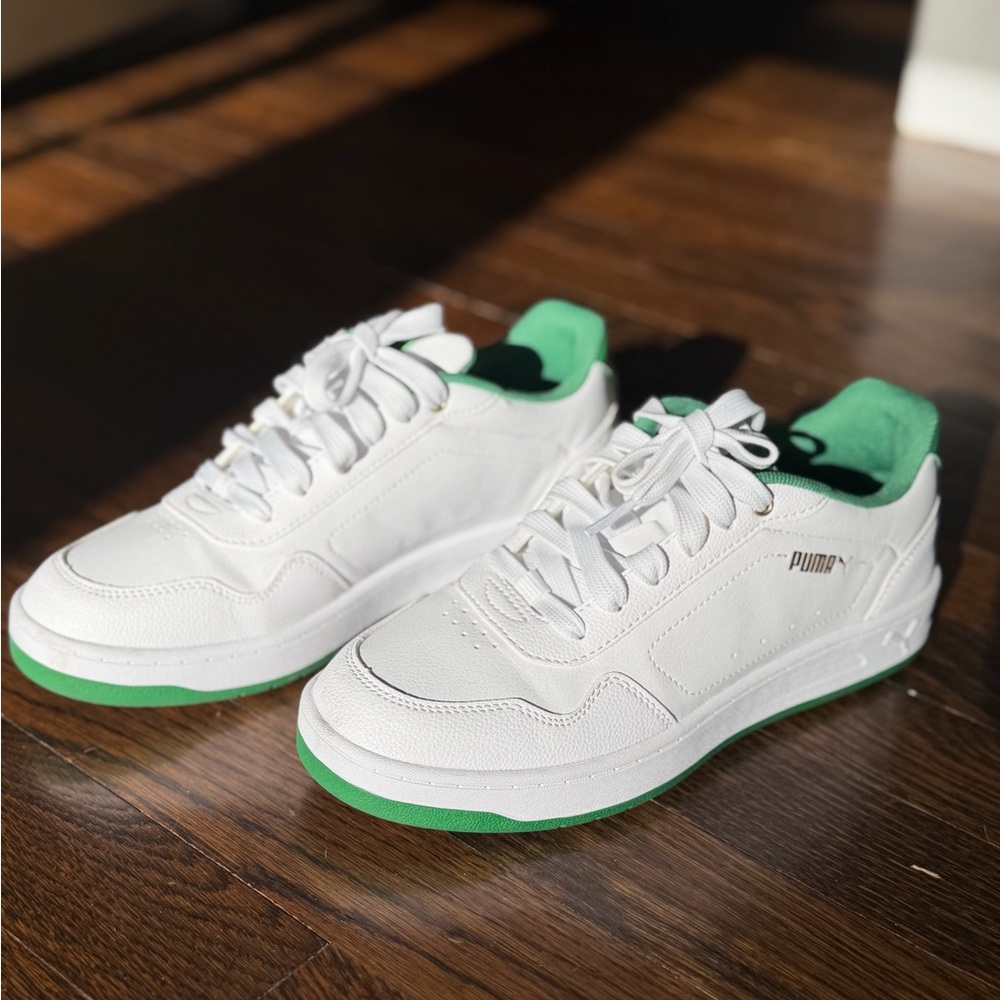Puma Classic White and Green Sneakers